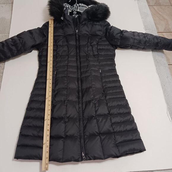Talbots Black Down Puffer Coat Removable Hood Longline Size Small - Picture 10 of 11